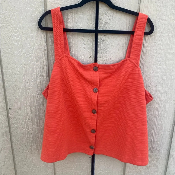 J. Crew Textured Button Front Tank Burnt Orange Cropped Size 3X NWT - Picture 3 of 7